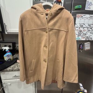J Percy XL Women's Tan Hooded Pea Coat